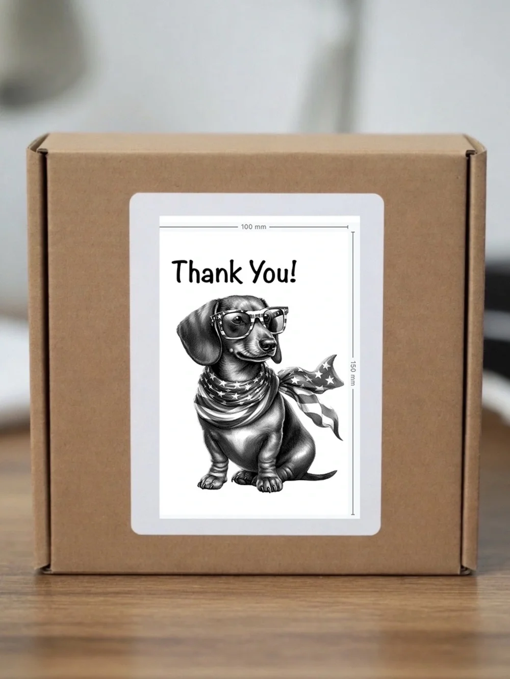 Patriotic Dachshund Thank You Stickers  4”x6”-100ct.